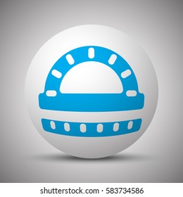 Blue Protractor Ruler icon on white sphere