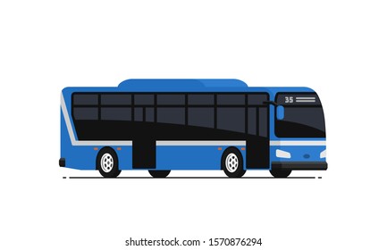 Autobús público azul. Ilustración vectorial en estilo plano. Aislado sobre fondo blanco.