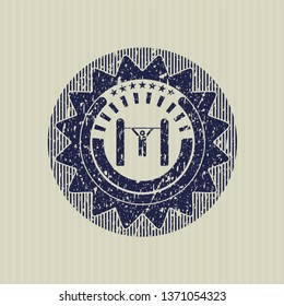Blue pull up icon inside rubber texture
