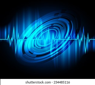 Blue pulse Light Abstract Technology background for computer graphic website and internet. 