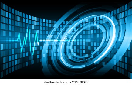 Blue pulse Light Abstract Technology background for computer graphic website and internet. 