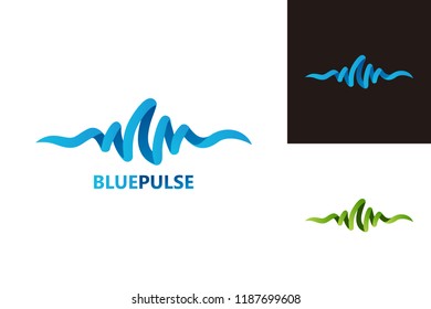 Blue Pulse Logo Template Design Vector, Emblem, Design Concept, Creative Symbol, Icon