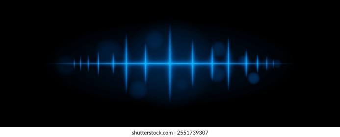 Blue pulse wave. Dynamic glowing waveform, sharp spikes, futuristic light design, energy signal, abstract illumination, modern decor, minimalistic visual effect