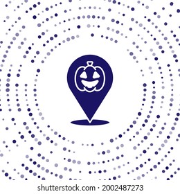 Icono de Calabaza Azul aislado en fondo blanco. Feliz fiesta de Halloween. Resumen de puntos aleatorios de círculo. Vector