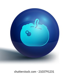Blue Pumpkin icon isolated on white background. Happy Halloween party. Blue circle button. Vector