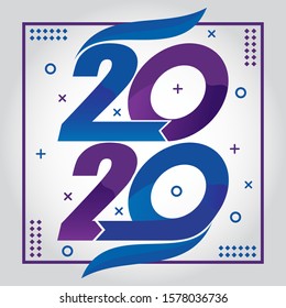 blue and purple 2020 gradient logos for calendars, ad text, banners