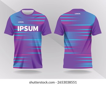 blue and purple abstract background and pattern for sport jersey design and mockup. front and back view template
