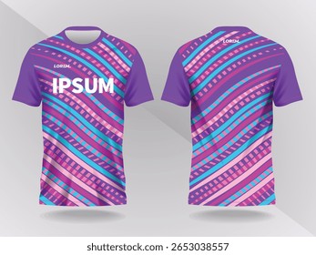 blue and purple abstract background and pattern for sport jersey design and mockup. front and back view template