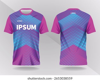 blue and purple abstract background and pattern for sport jersey design and mockup. front and back view template