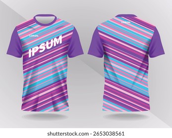 blue and purple abstract background and pattern for sport jersey design and mockup. front and back view template