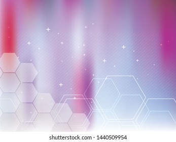 Blue and purple abstract background technology with hexagonal shapes. Bright background and vibrant color.