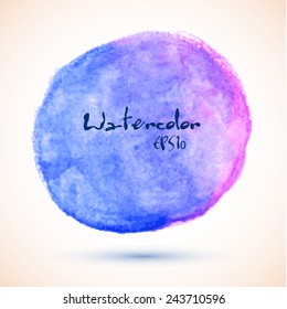 Blue purple abstract gradient watercolor circle, vector design element