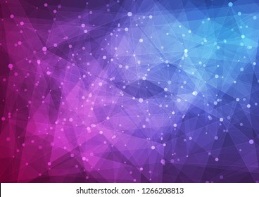 Blue and purple abstract low poly technology background. Vector connection design