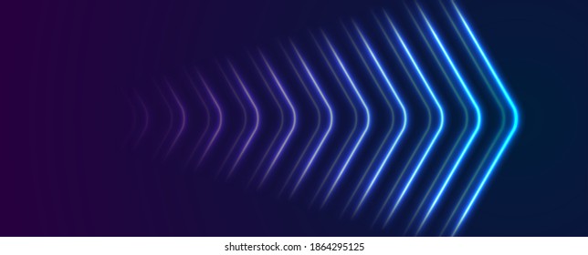 Blue purple abstract neon arrows tech graphic design. Futuristic laser background. Vector illustration