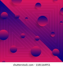 Blue and purple abstract neon geometric minimal background. Vector design