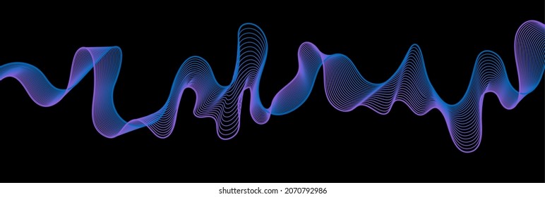 Blue purple abstract neon soundwaves concept background. Vector design