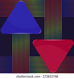 Blue and purple arrow presentation banners with colorful lines design