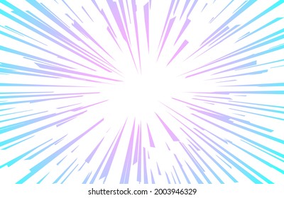 Blue purple background of rays. Comics in the style of pop art. Vector.