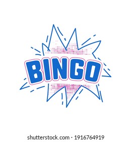Blau-violettes Bingo-Vektordesign einzeln auf weißem Hintergrund