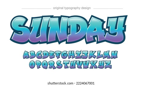 blue and purple bold graffiti tag isolated letters