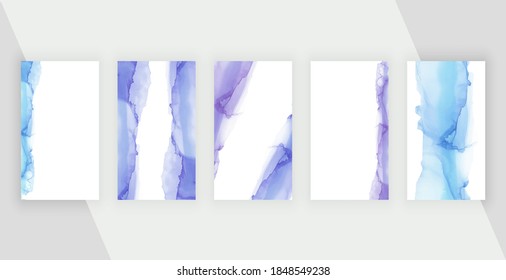 Blue and purple brush stroke watercolor backgrounds for social media stories banners