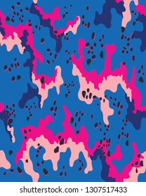 Blue and purple camuflage pattern.Seamless vector wallpaper.