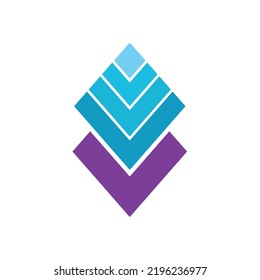 Blue and purple chevron double rhombus vector logo. Suitable for corporation, office, business, company, and brand.