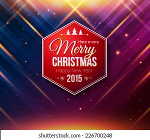 Blue and purple Christmas card. Abstract striped background with light effects. Vector illustration. 
