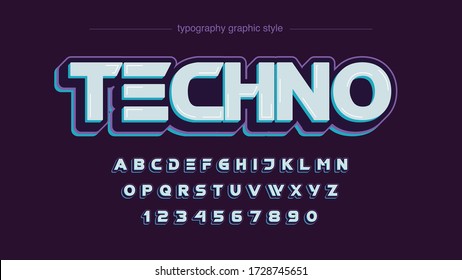 Blue Purple Chrome Sports Futuristic ABC Typography Artistic Font Design