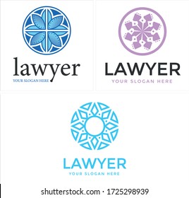 Blue purple circle leaf dot people geometric vector logo design abstract suitable for lawyer attorney advocate protection company flower modern shop beauty