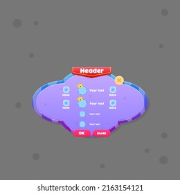Blue Purple Cloud Shape  Pop Window Rating Chart With Blue Windows And Four Items Vertical  Vertical Red Flag Header  Cute Colorful Cartoon Vector Design