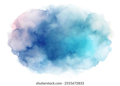 A blue and purple cloud with a white background. The sky is filled with a light blue and purple hue