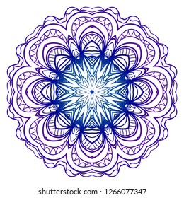 Blue, purple color Mandala. For Design, Greeting Card, Invitation, Coloring Book. Arabic, Indian, Motifs. Vector Illustration