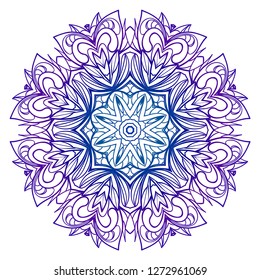 Blue, purple color Mandala. For Design, Greeting Card, Invitation, Coloring Book. Arabic, Indian, Motifs. Vector Illustration