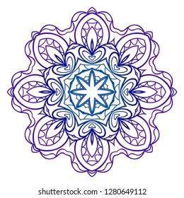 Blue, purple color Mandala. For Design, Greeting Card, Invitation, Coloring Book. Arabic, Indian, Motifs. Vector Illustration