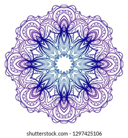 Blue, purple color Mandala. For Design, Greeting Card, Invitation, Coloring Book. Arabic, Indian, Motifs. Vector Illustration