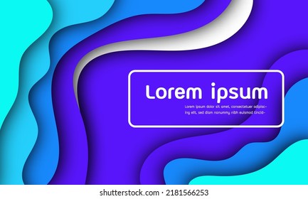 Blue and purple color paper cut style background, vector illustration. Bright color template design.