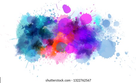 Blue and purple colored watercolor paint splash line. Template for your designs