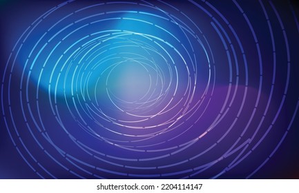 Blue and purple colors vector abstract background with luminous spiral lines.