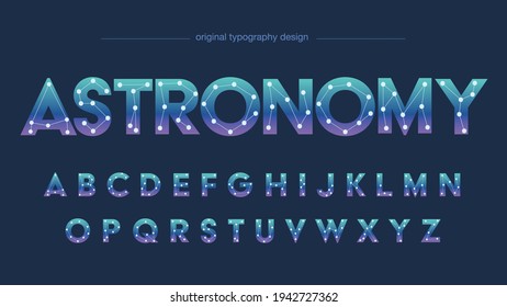 Blue and Purple Constellation Star Zodiac Abstract Artistic Font Typography