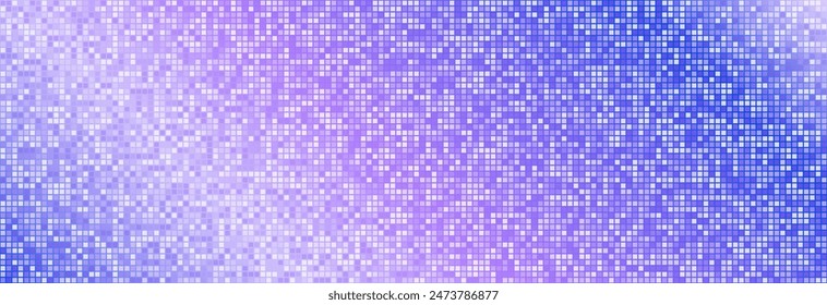 Blue purple disco party pattern. Iridescent sequin mosaic texture background. Abstract shining halftone wallpaper. Pop up comic glitter sparkles backdrop. Retro vector design template