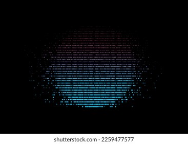 Blue purple dotted circle shape abstract futuristic tech background. Vector digital art glitch style design