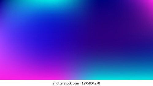 Blue Purple Dreamy Vibrant Gradient Vector Background. Neon Color Overlay, Sunrise, Sunset, Sky, Water Design Element. Dreamy Unfocussed Holograph Luxury Texture. Minimal Tech Color Digital Gradient