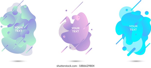 Blue and purple. Dynamic fluid shapes composition with modern abstract graphic design for posters, flyers, booklets, covers, wallpaper. Vector, neon, fluid poster illustration. Copy space for text, ad