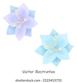 Flores azules y púrpuras con pintura a mano