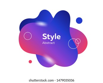Blue and purple fluid splashes. Abstract shapes, gradient colors, flowing liquid, layers. Vector illustration for banner, poster, logo, cover design