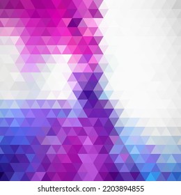 Blau, violetter geometrischer Hintergrund für Präsentation, Werbung, Broschüre. Platz für Text. Dreiecke.