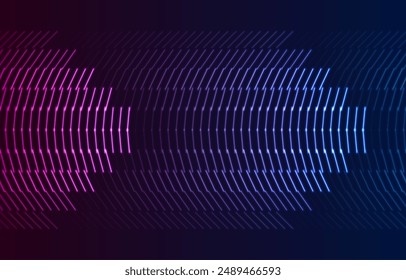 Blue purple geometric lines abstract futuristic tech background. Vector luminous design