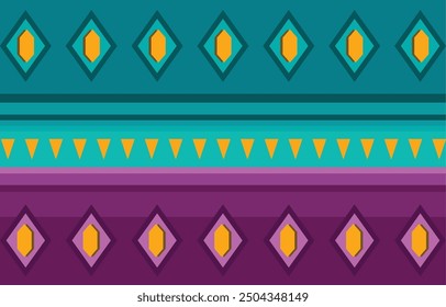 Blue and Purple Geometric Mexican pattern art, Abstract banner for fashion clothes, carpet, book cover, room decorate, vibrant textile design, ethnic motifs, cultural decor, colorful tapestry, cartoon