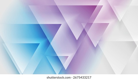 Blue purple geometric tech background with glossy triangles. Vector abstract concept design